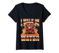 Mujer Divertido Jugador de Hockey sobre Hielo I Walk On Water, Estilo Pirata de los 90 Camiseta Cuello V