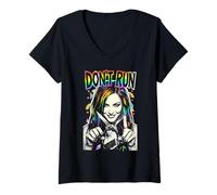 Mujer Divertido Lesbianas No Corre con Tijeras Sapphic Orgullo Gay LGBT Camiseta Cuello V