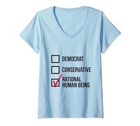 Mujer Divertido Libertario Político Junki Racional Ser Humano Votante Camiseta Cuello V