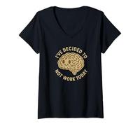 Mujer Divertido Lindo Lazy Dozy Cerebro Humor Arte Camiseta Cuello V