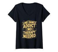 Mujer Divertido Line Dance Adicto Line Dancing Camiseta Cuello V