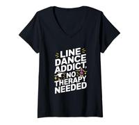 Mujer Divertido Line Dance Adicto Line Dancing Camiseta Cuello V