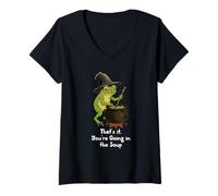Mujer Divertido Mago Rana Sarcastico Meme Youre Going in Soup Camiseta Cuello V
