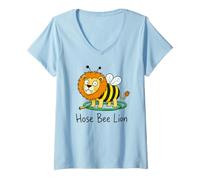 Mujer Divertido Manguera Abeja León Parodia Visual Wordplay Animal Juego de Palabras Meme Camiseta Cuello V