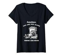 Mujer Divertido Mapache, no estás Solo, Hay bichos Vintage Camiseta Cuello V