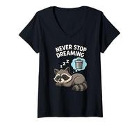 Mujer Divertido Mapache Que Nunca Dejes de soñar, Amante de los Animales, niños y niñas Camiseta Cuello V