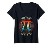 Mujer Divertido Matemáticas Broma Juegos de palabras Pi El humor no puede parar no se detendrá Camiseta Cuello V