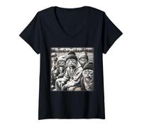 Mujer Divertido Meme de Gangster de los 90 de Gang of Feral Street Cats Camiseta Cuello V