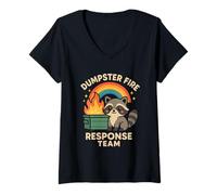 Mujer Divertido Meme del Equipo de Respuesta a Incendios de Dumpster Kawaii Raccoon Camiseta Cuello V