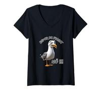 Mujer Divertido mensaje con gaviota antes de preguntar nö!!!-Lustiges Camiseta Cuello V