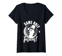 Mujer Divertido Mismo Agujero para Siempre Golf Relación Humor Matrimonio Camiseta Cuello V