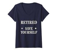 Mujer Divertido Oficial Jubilado Save Yourself Policía Seguridad Militar Camiseta Cuello V