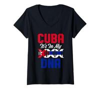 Mujer Divertido Orgullo de la Bandera de Cuba ADN Amor Cubano Americano Broma Orgullosa Camiseta Cuello V