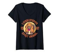 Mujer Divertido ornitorrinco Lickalotapus es mi espíritu animal Camiseta Cuello V
