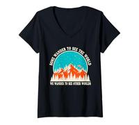Mujer Divertido OVNI que camina el espacio extraterrestre retro para los observadores del cielo Camiseta Cuello V