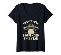 Mujer Divertido OVNI Retro para Todos los Que ofendí Este año Camiseta Cuello V