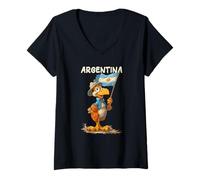 Mujer Divertido pájaro de Dibujos Animados con Traje de Colores Argentinos Camiseta Cuello V