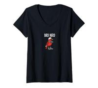 Mujer Divertido pájaro Nerd observando Cardenal con prismáticos Arte de la Naturaleza Camiseta Cuello V
