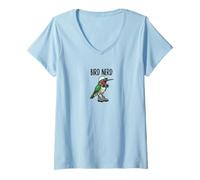 Mujer Divertido pájaro Nerd Viendo colibrí Naturaleza Arte Camiseta Cuello V