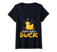 Mujer Divertido Pato de Goma I Don't Give A Duck Camiseta Cuello V
