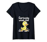 Mujer Divertido Pato Diciendo Amante del Patito en Serio lo Que el Pato Camiseta Cuello V