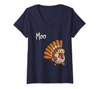 Mujer Divertido Pavo de Acción de Gracias Vaca Moo Meow Sarcasmo I'm Not Weird Camiseta Cuello V