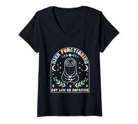 Mujer Divertido Perezoso TDAH Alto Funcionamiento bajo en dopamina Camiseta Cuello V