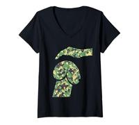 Mujer Divertido perro de la mente sucia, camuflaje camuflaje perro caricias Camiseta Cuello V