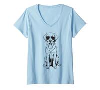 Mujer Divertido Perro Labrador Retriever con Gafas de Sol Camiseta Cuello V
