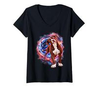 Mujer Divertido Perro Que viaja en el Tiempo y Ciencia ficción, Amante de los Perros Camiseta Cuello V