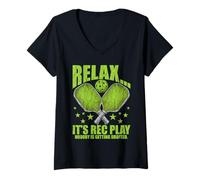 Mujer Divertido Pickleball Jugador Relájese Su Rec Jugar Nadie Camiseta Cuello V