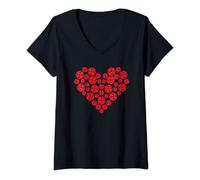 Mujer Divertido Pickleball Love Heart Shape Valentine T-Shirt Camiseta Cuello V