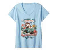 Mujer Divertido Plan de Supervivencia de Entrenamiento de Caos con cafeína para mamá de zarigüeya Camiseta Cuello V