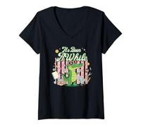 Mujer Divertido Profesor de Regreso a la Escuela Ha Sido un cocodrilo Mientras Camiseta Cuello V