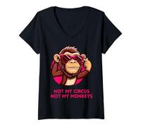 Mujer Divertido Proverbio Polaco Not My Circus Not My Monkeys Pink Girls Camiseta Cuello V