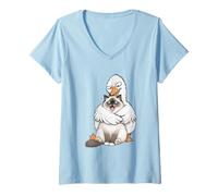 Mujer Divertido Ragdoll Cat Sarcástico Torpe Tonto Ganso Hugger Humor Camiseta Cuello V