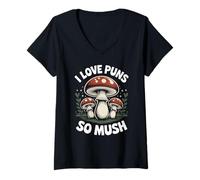 Mujer Divertido recolector de Hongos: Me encantan los Juegos de Palabras, Tan Papilla Camiseta Cuello V