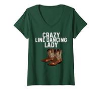 Mujer Divertido Regalo de Baile en línea para Mujer, mamá, país, Baile en línea Camiseta Cuello V, Verde Bosque, XXL