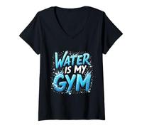 Mujer Divertido Regalo de Cita de natación Water Is My Gym Camiseta Cuello V