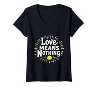 Mujer Divertido Regalo de Cita de Tenis Love Means Nothing Camiseta Cuello V