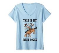 Mujer Divertido Regalo de Vaquero de Rodeo This is My First Rodeo para Hombres, Mujeres y niños Camiseta Cuello V
