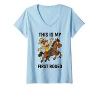 Mujer Divertido Regalo de Vaquero de Rodeo This is My First Rodeo para Hombres, Mujeres y niños Camiseta Cuello V