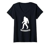 Mujer Divertido Regalo de YASSQUATCH con Bigfoot y Sasquatch para Mujeres y niñas Camiseta Cuello V
