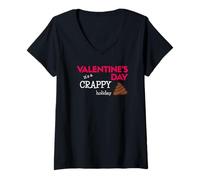 Mujer Divertido Regalo para el día de San Valentín con Texto en inglés I Hate Valentines Camiseta Cuello V