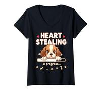 Mujer Divertido regalo para perro Beagle en forma de corazón, cachorro Beagle Camiseta Cuello V
