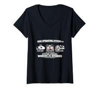 Mujer Divertido Regalo Perro Sistema operativo Trabajando como Perro previsto Meme Camiseta Cuello V