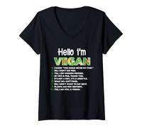 Mujer Divertido Regalo Vegano | Hola Soy Vegano Camiseta Cuello V