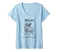 Mujer Divertido Relax Nada Está Bajo Control Mapache Camiseta Cuello V