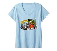 Mujer Divertido Salvaje Hotrods Forever Dragster Rat Rod Race Car Cartoon Camiseta Cuello V