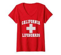Mujer Divertido Salvavidas de California Beach Rescater Trip Dad Swim Boys Camiseta Cuello V